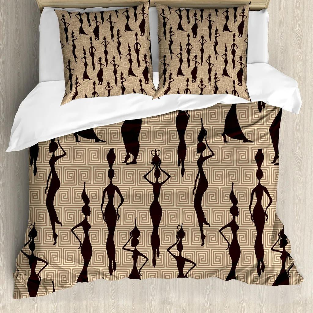 Offerta Set Copripiumino Matrimoniale ABAKUHAUS Etnico Antiacaro Marrone