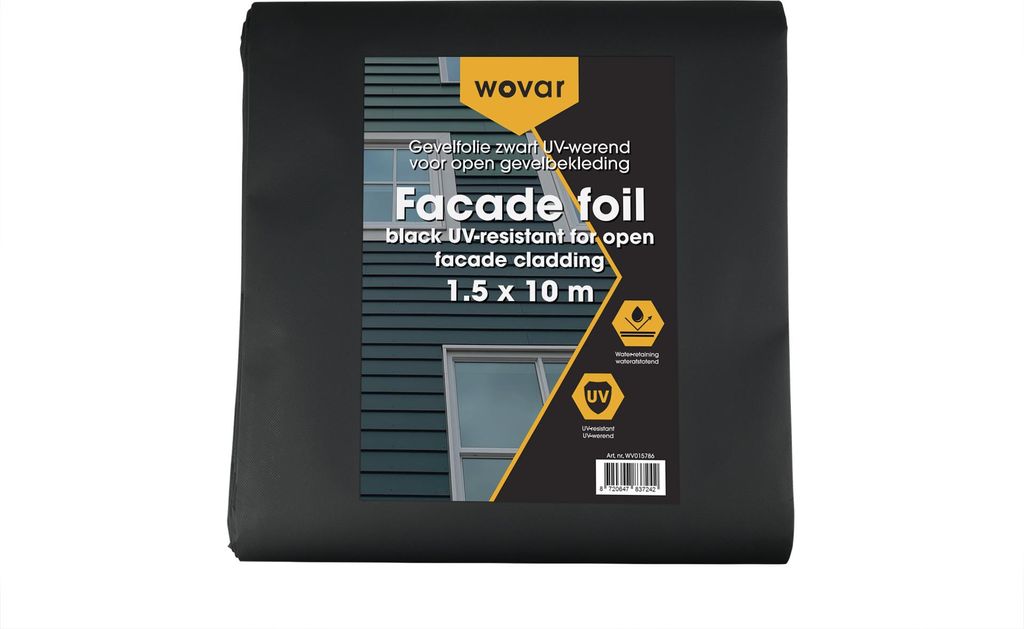 UV-beständige fassadenfolie schwarz für offene fassadenverkleidungen - 1,5 x 10,0 m - Pro Stück