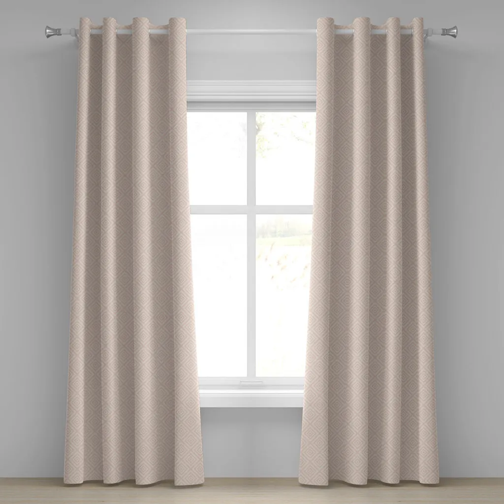 Rideau à œillets Shabby Flora Vintage 280x175 cm Crème Pêche - Lot de 2
