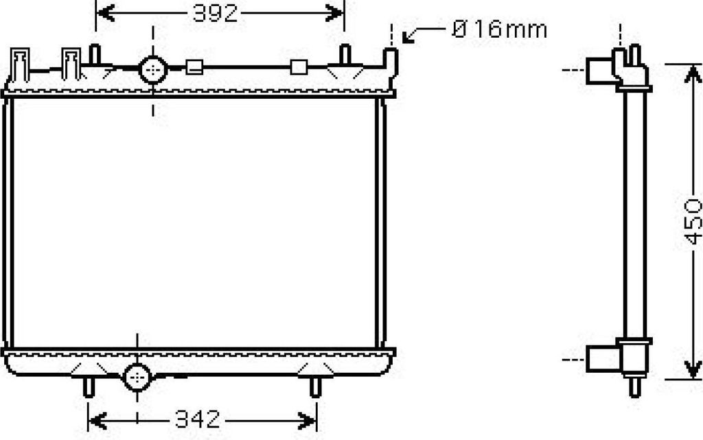 DIEDERICHS DCM2792 Kühler Wasserkühler Motorkühler passend für PEUGEOT 206 Schrägheck (2A/C) 206 CC (2D) 206 SW (2E/K)