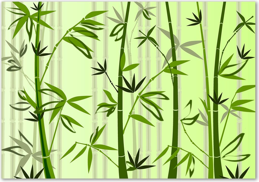 Tulup Glas-Bild - 100 x 70 - Wandbild aus Glas - Wandkunst - Wandbild hinter gehärtetem Sicherheitsglas - Blumen & Pflanzen - Bambus - Grün