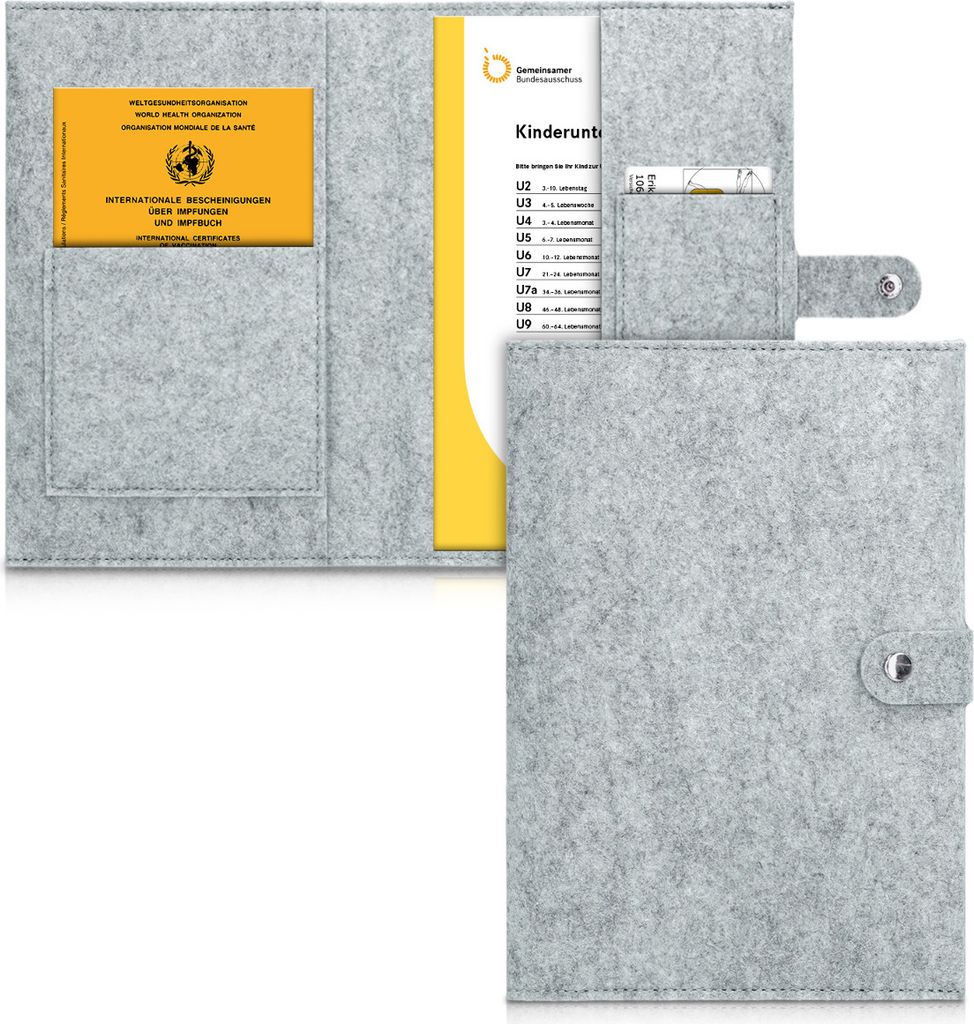 kwmobile Hülle für das deutsche Untersuchungsheft aus Filz - U-Heft Hülle und Impfpass Hülle mit extra Fächern - Cover Filz