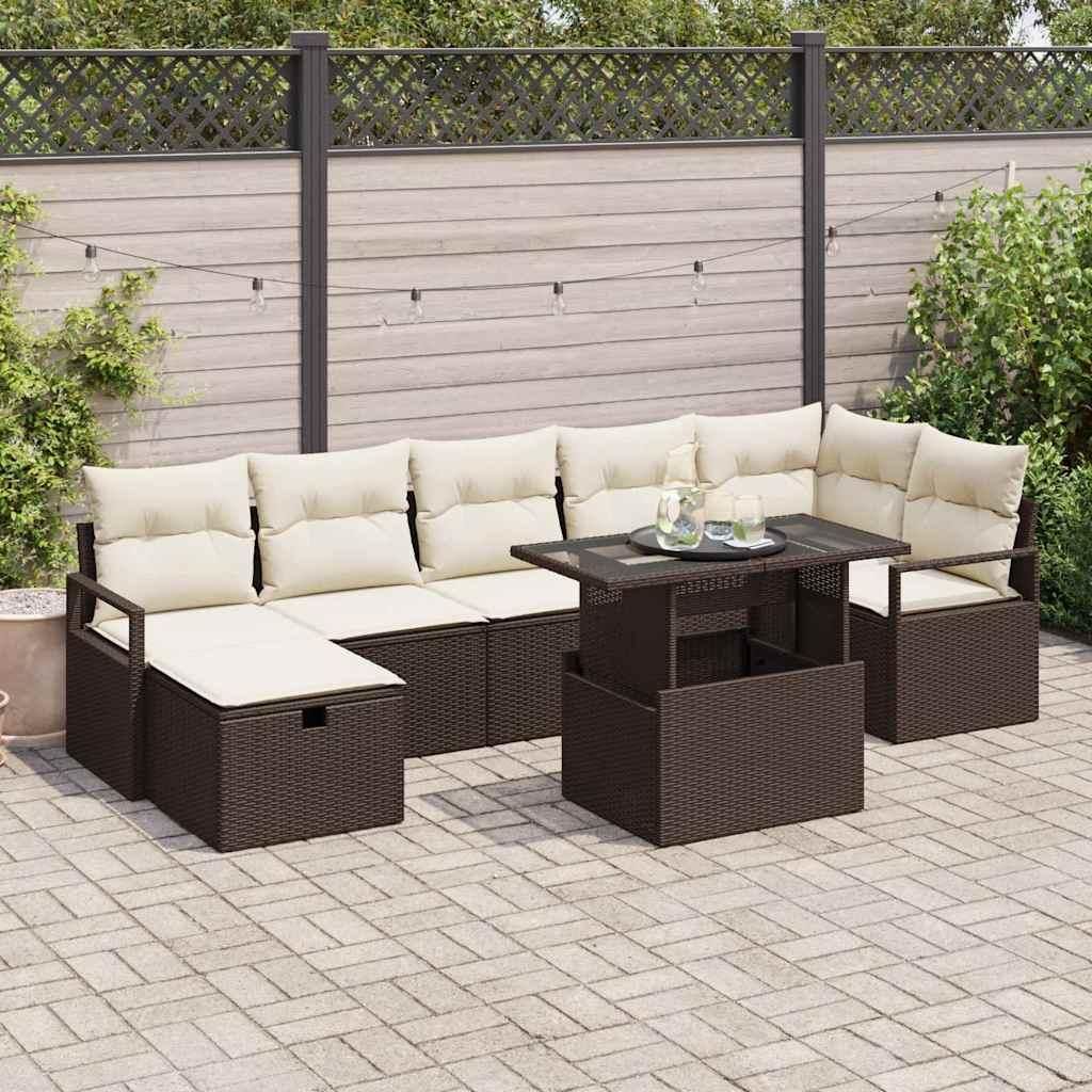 Maison Exclusive - Garten-Sofa-Set mit Kissen mit Speicher 8 pcs Braun Poly Rattan