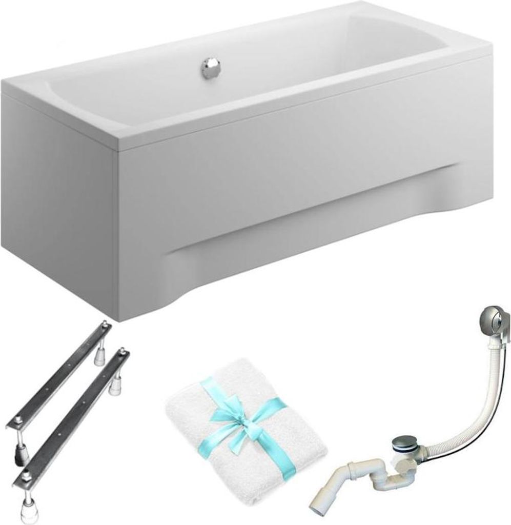 Aqua For You | Badewanne - Rechteckbadewanne Ines - 170 X 75 Cm - Antibakterielle Beschichtung - 180 L - - mit Verkleidung - mit Siphon