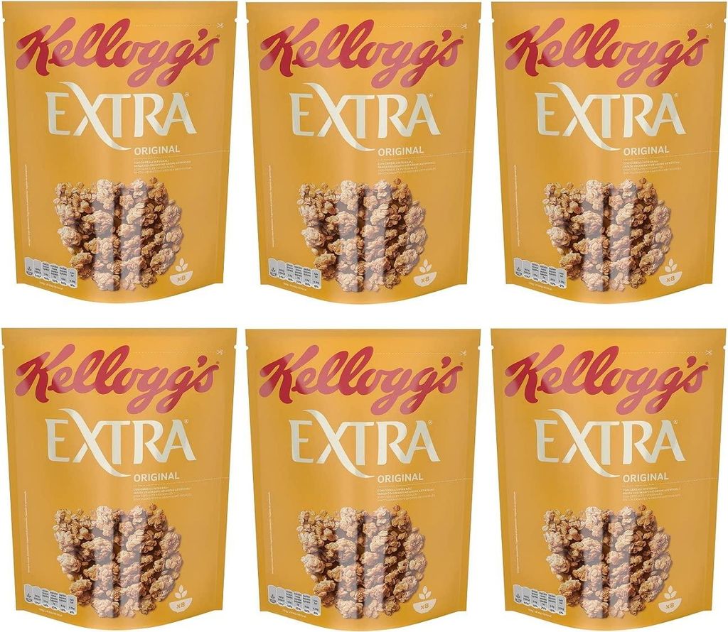 6x Kellogg's Extra Original Knusprige Haferflocken 100% Vollkorn 375g-Packung