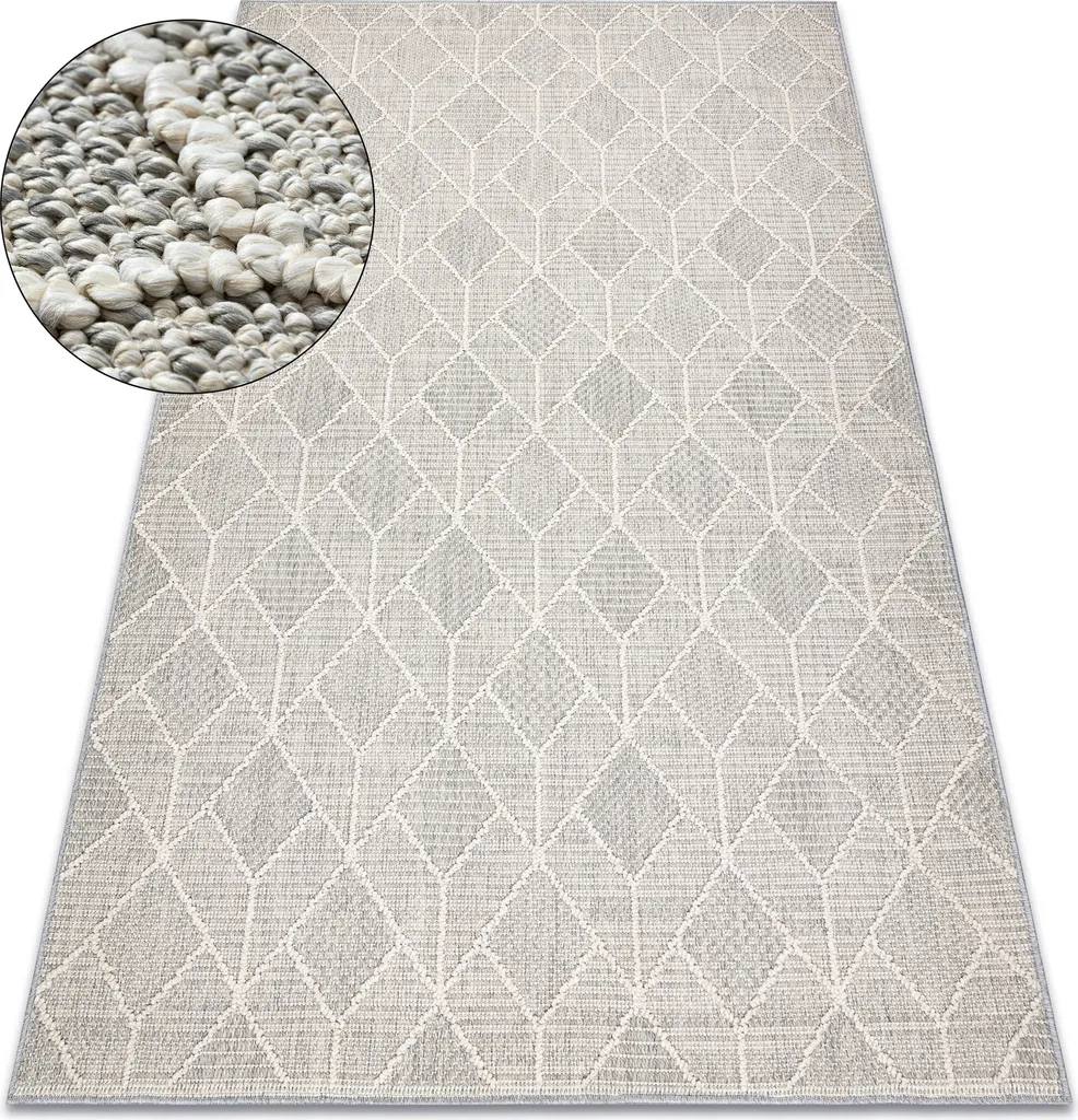Tapis JERSEY gris anti-taches 160x220 cm - Style géométrique durable