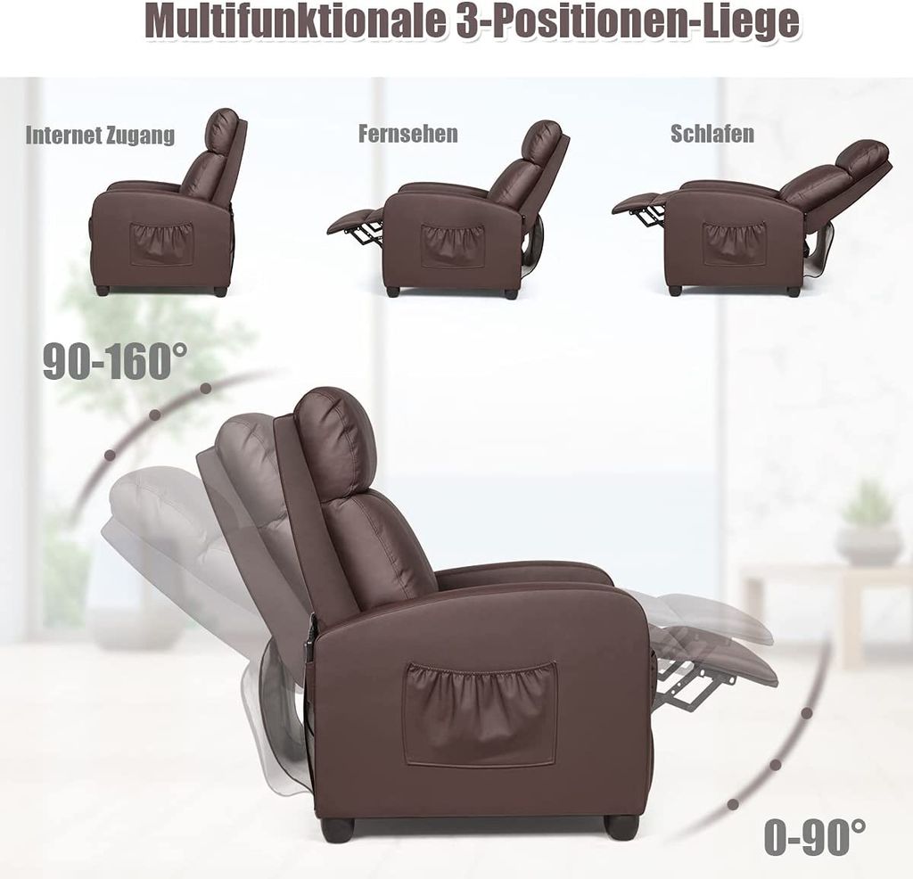 HOMOPIV Relaxsessel Mit Liegefunktion - Drehbar & Schaukelfunktion