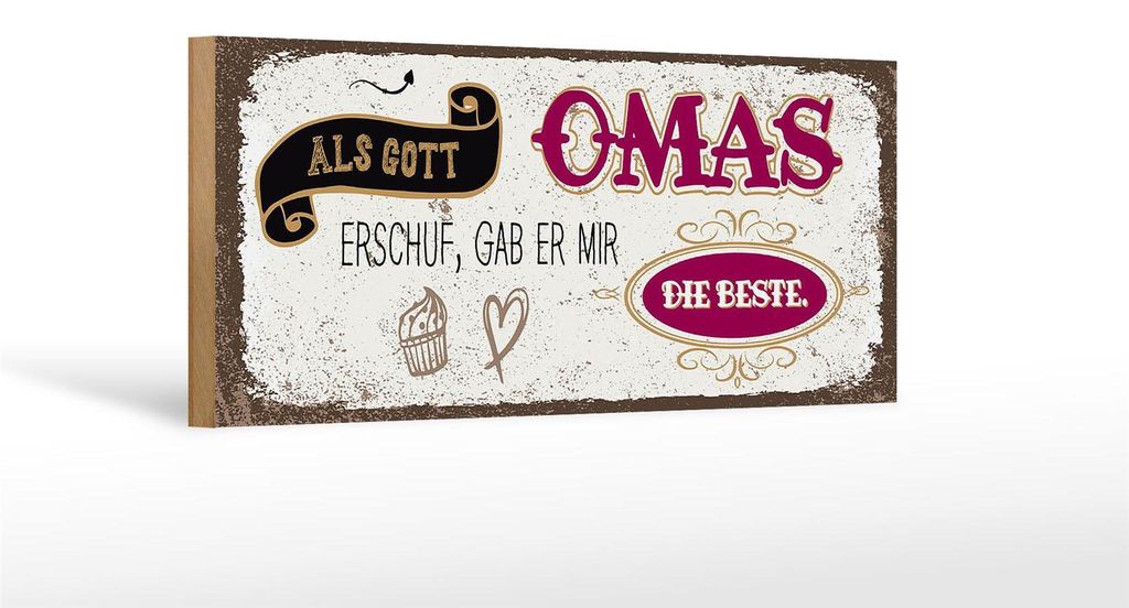 Holzschild Gott gab mir die beste Oma, 27x10 cm, Produktbild 