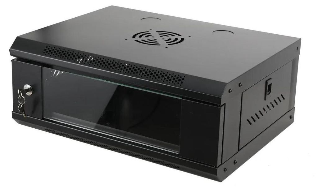 Netzwerkschrank Serverrack - 4U Rack - Wandmontage - Abschließbare Tür - Schwarz