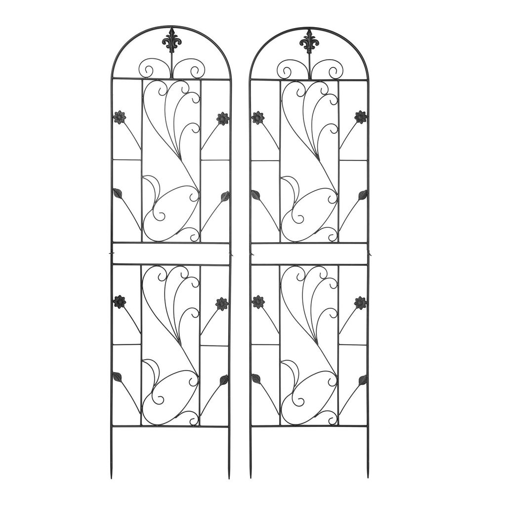 2 Stück Gartenzäune Schwarz Blumen- und Pflanzenregale Gartenzaun für kletternde Pflanzen