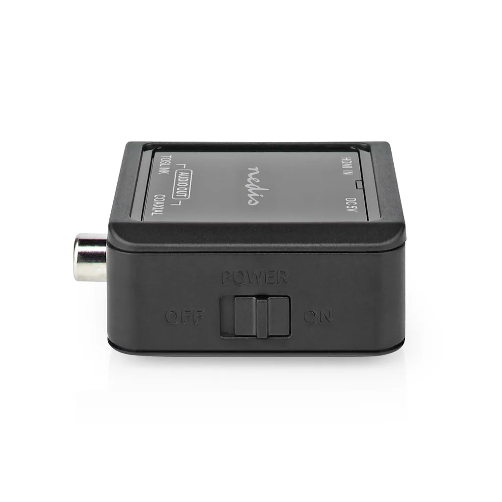 Nedis Switch audio digitale | 4 vie | Connettori – Ingresso: DC Power / 4 X TosLink | Connettori – Uscita: TosLink | Pulsante/Telecomando/Manuale | Metallo | Nero