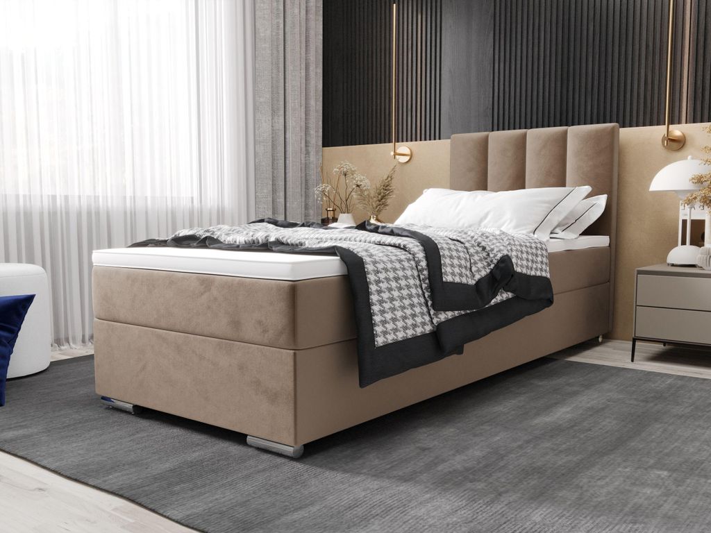 BEDANTE Boxbett ZILANO 2 80x200 Itaka 48 Bett Links Öffnung Bett Bettkasten Einzellbett Hotelbett Topper Matratze Schlafzimmer Stauraum