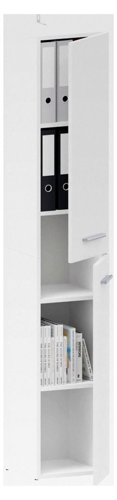 Hochregal BODO DUAL R30 2D, H175 x B30 x T30 cm, mit Tür, Praktisch für Bücher und Akten, Für jeden Raum geeignet (Weiß)