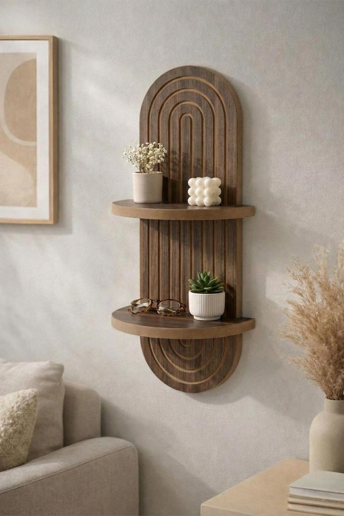 Skye Decor, Wandregal Wenge (20 x 70 x 13 cm), 100% melaminbeschichtete Spanplatte, 18 mm dick | Modernes, geometrisches Design für stilvolle Wohn...