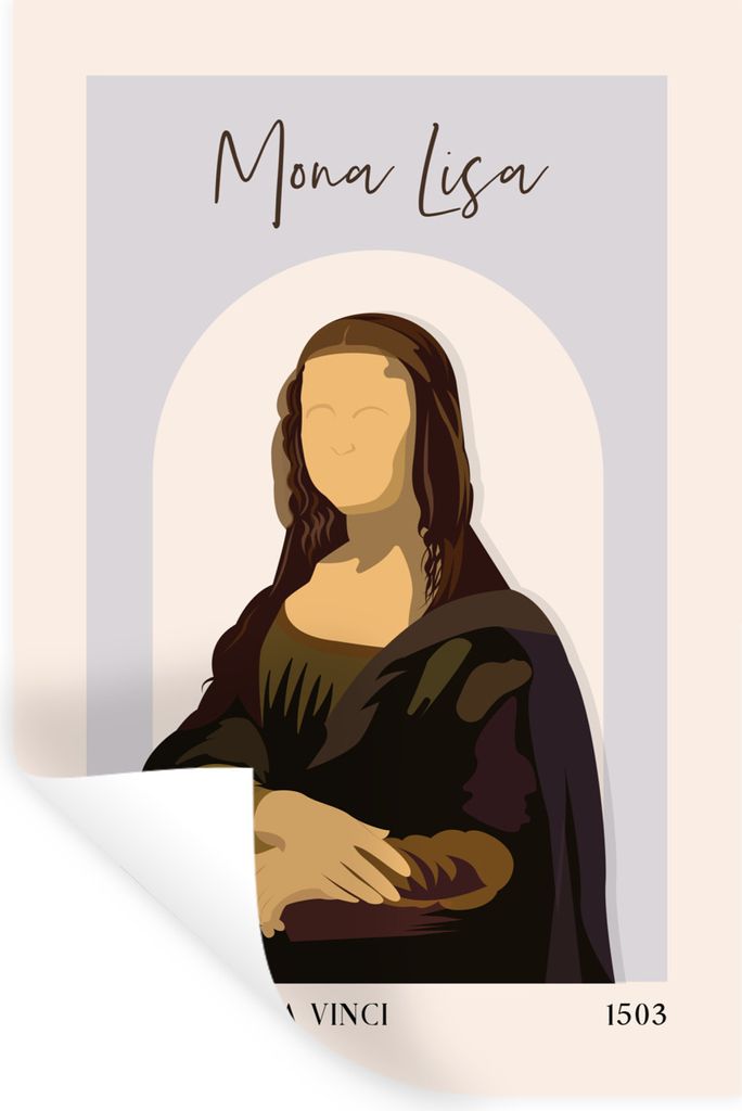 MuchoWow Wandtattoo Wandsticker Wandaufkleber Mona Lisa - Blau - Licht - Alte Meister 60x90 cm Selbstklebend und Repositionierbar - Sticker - Dek...