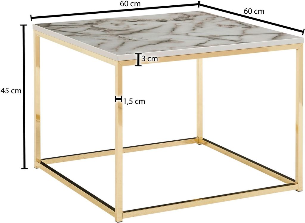 Couchtisch FineBuy Sofatisch Marmor Optik 60x60x45 cm Produktbild 3