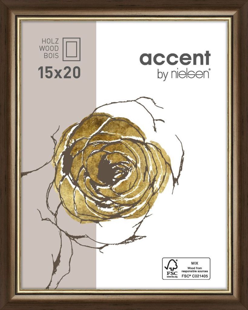Drevený rám Ascot 13x18 cm tmavo hnedo-zlatý Obrázok produktu 