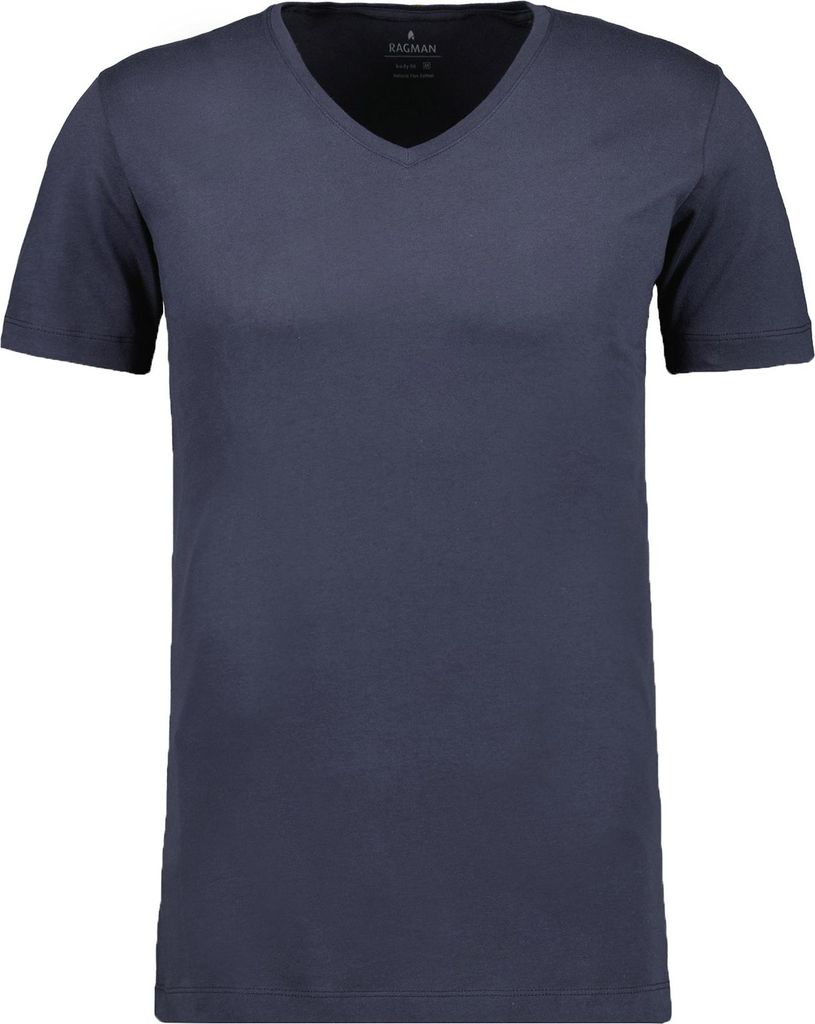 RAGMAN Herren T-Shirt Doppelpack Kurzarm V-Neck Body-Fit Jersey Marine 3XL