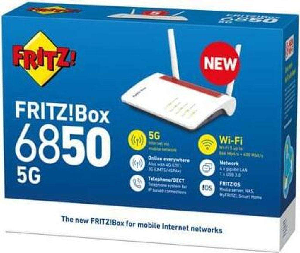 FRITZ!Box 6850 5G INT. Modem LTE, router WLAN (maks. 866 Zdjęcie produktu