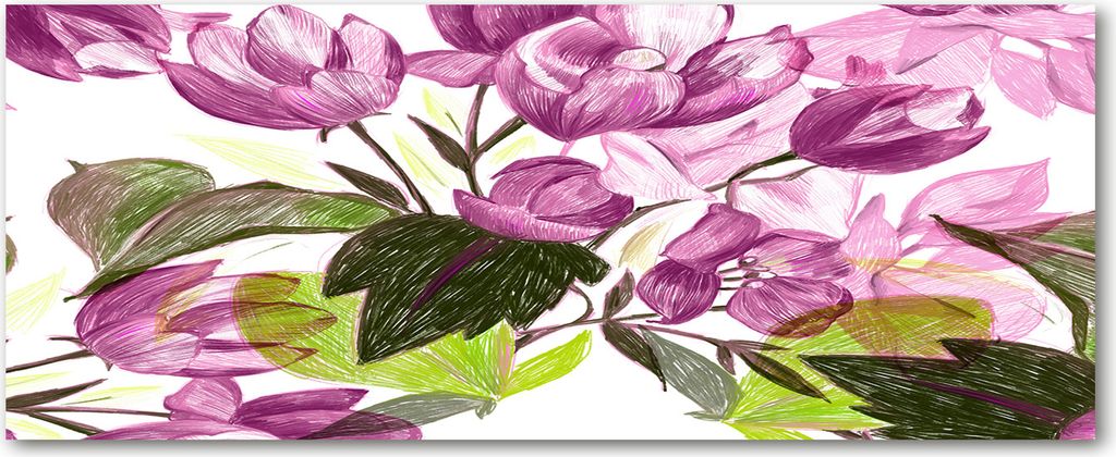 Tulup Leinwandbild - 125x50 cm - Wandkunst - Drucke auf Leinwand - Leinwanddruck - Blumen & Pflanzen - Lila - Blumenmuster