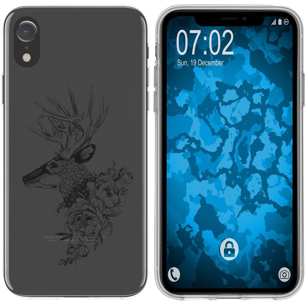 PhoneNatic Case kompatibel mit Apple iPhone Xr Silikon-Hülle Floral Hirsch M7-1