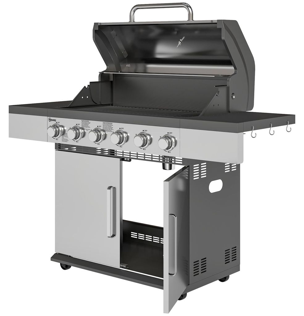 Outsunny Gasgrill 2,49 kW Grillwagen inkl 6 Produktbild 