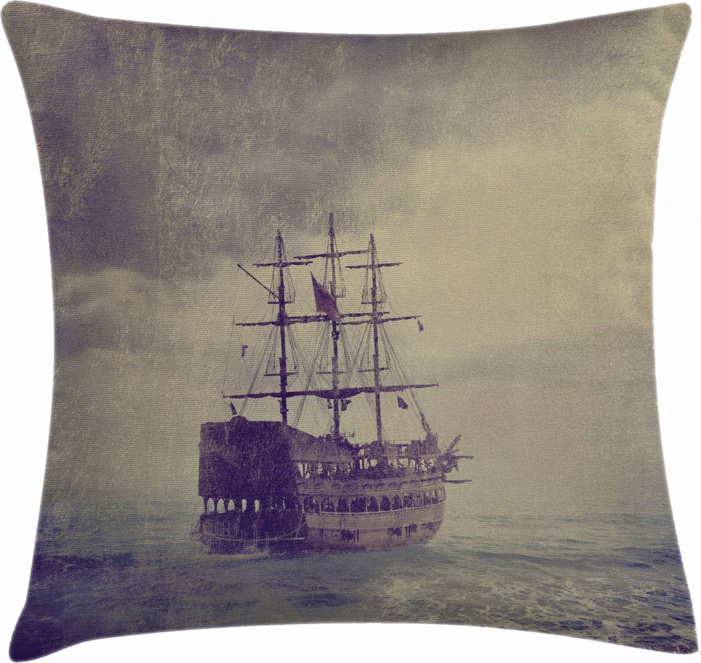 ABAKUHAUS Nautisch Kissenbezug, Altes Piratenschiff im Meer, Waschbar mit Reißverschluss Kissenhülle mit Farbfesten Klaren Farben Beidseitiger Dr...