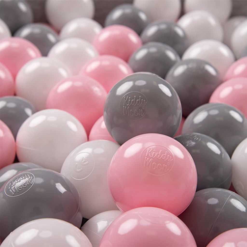 A close-up view of many colorful plastic balls.