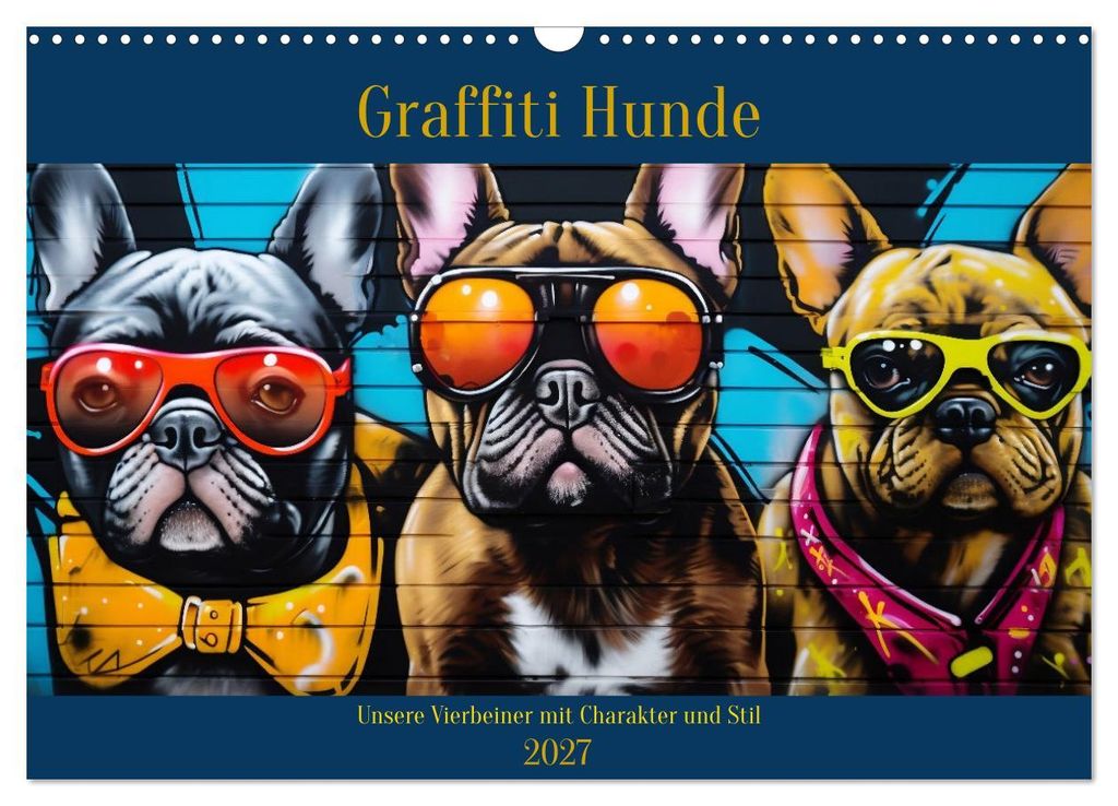 Graffiti Hunde (Wandkalender 2027 DIN A3 quer), CALVENDO Monatskalender