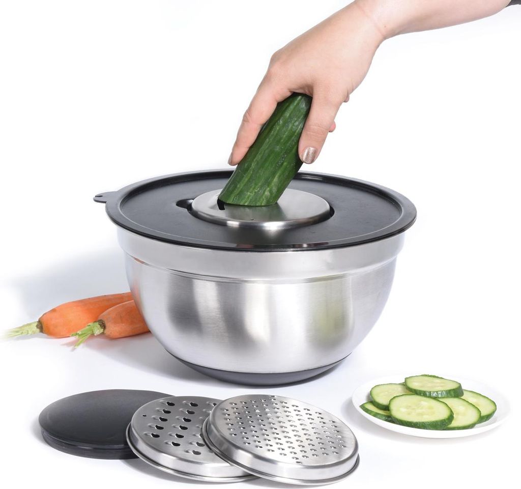 Excellent Houseware 4tlg Rührschüssel mit Reibeaufsätzen Produktbild 