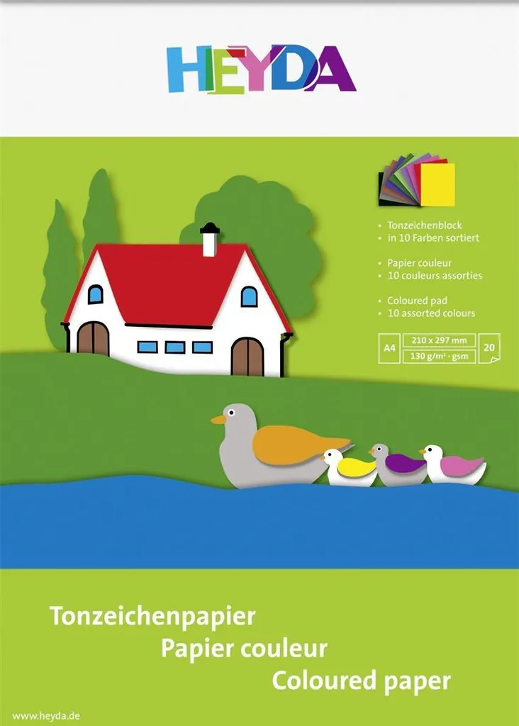 Papier de Couleur A4 pour Loisirs Créatifs et École Lot de 10 Blocs Heyda
