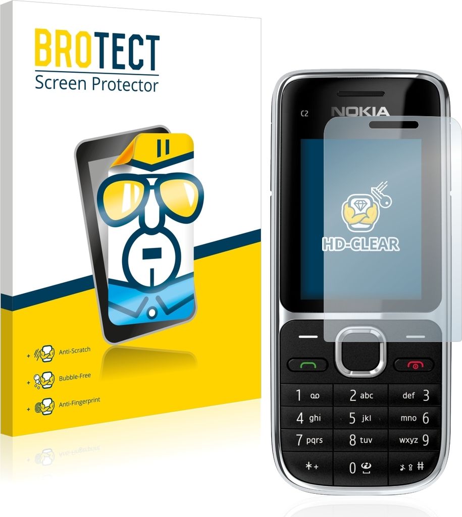 2x Für Nokia C2-01 Schutzfolie BROTECT Displayschutz Display Schutz Folie Klar Transparent