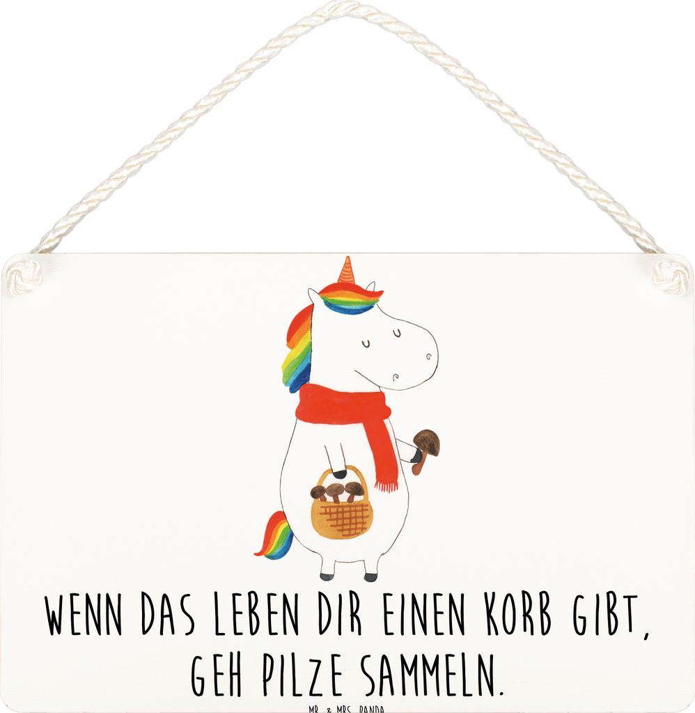Mr. & Mrs. Panda Schild Einhorn Pilz DIN A4 - Weiß - Geschenk, holzbild, Spruch, kleine aufmerksamkeit, Unicorn, Einhörner, Türschild, Wandbild ...