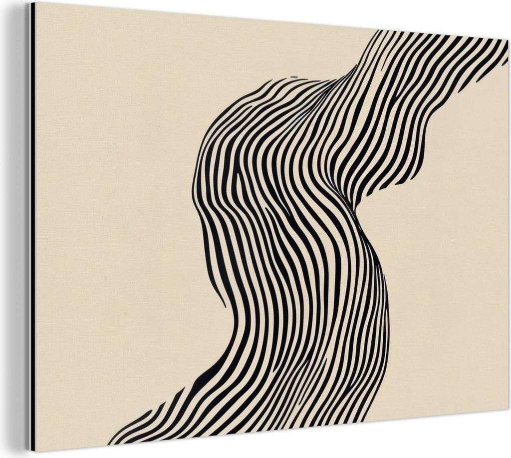 MuchoWow Wanddekoration Metall Metallbild Wandkunst 120x80 cm Gewellt - Linien - Abstrakt - Silhouette MuchoWow Aluminium Gemälde - Alu Bild