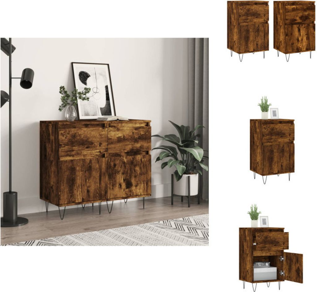 vidaXL Sideboards 2 Stk. Räuchereiche 40x35x70 cm Produktbild 