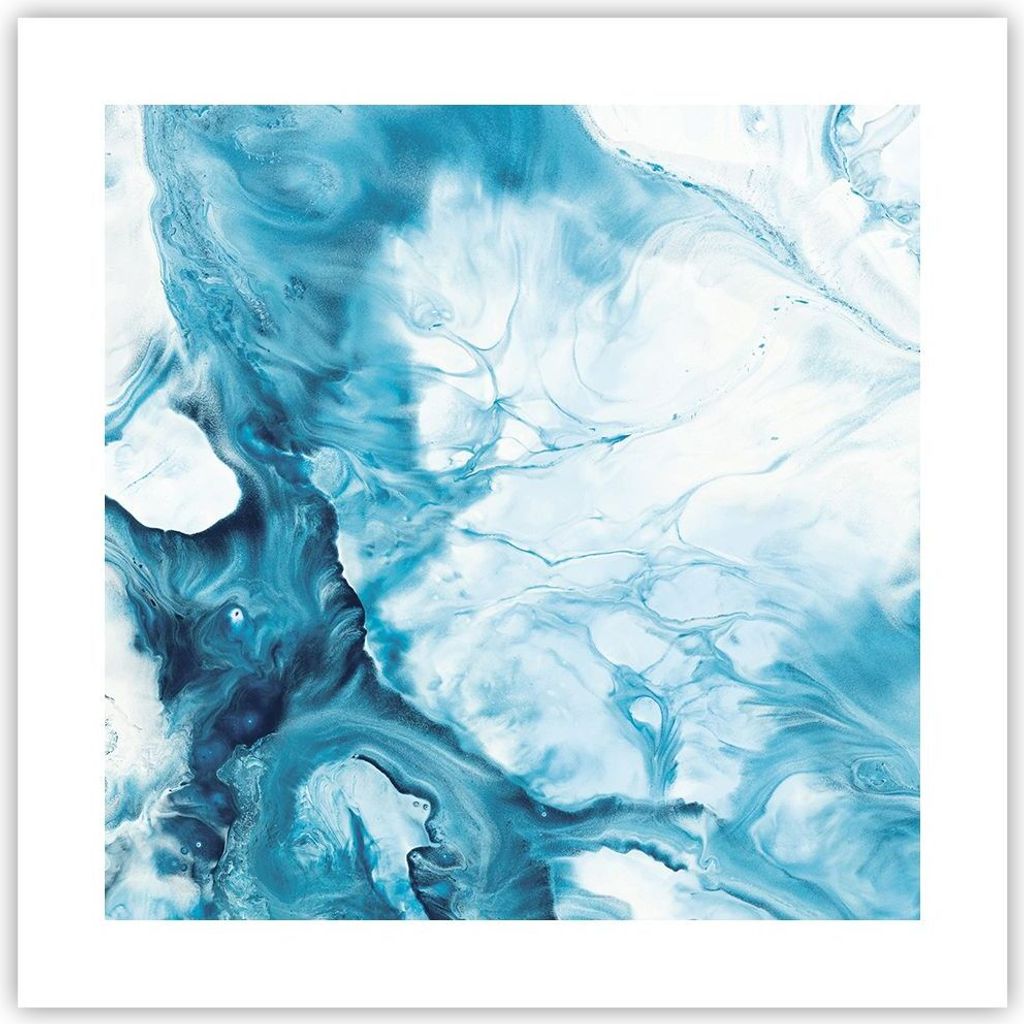 Poster - Poster ohne Rahmen - Abstraktion Flüssigkeit hellblau - 40x40 cm - Wand Bild - Wanddeko - Wandbilder - Kunstposter - Wandposter - Bilder ...
