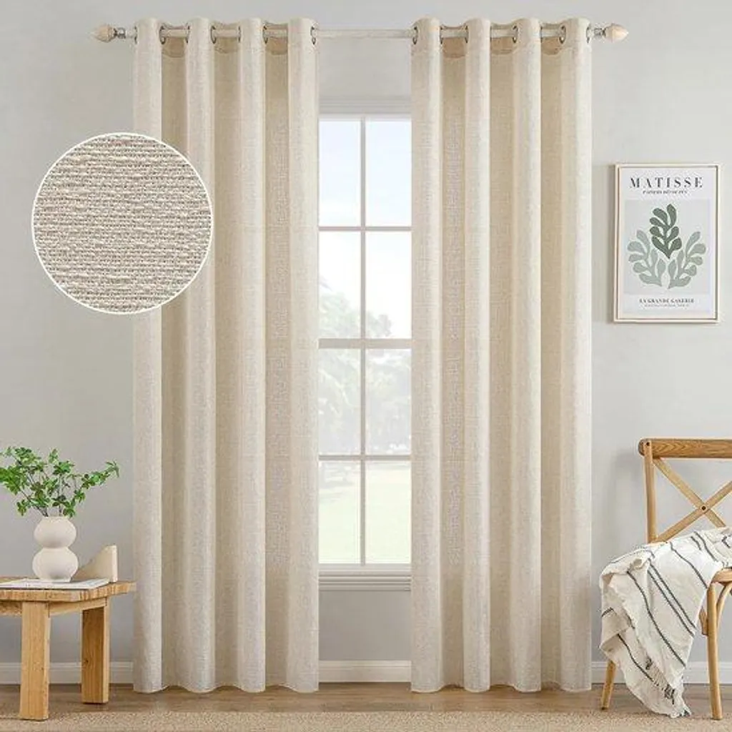 Rideau translucide beige en coton naturel 140x260 - Finition haut de gamme