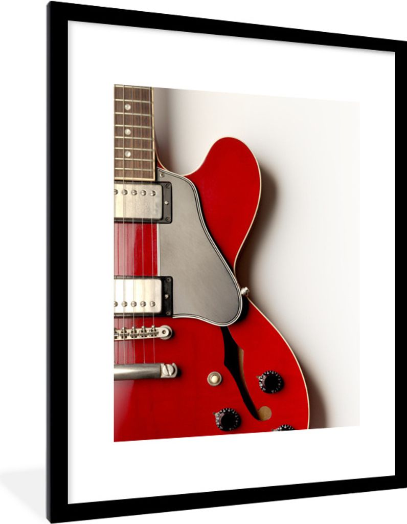 MuchoWow Gerahmtes Poster Eine rote E-Gitarre 60x80 cm - Poster mit Schwarzem Bilderrahmen Wandposter Rahmen Foto Bilder - Wohnzimmer - Dekoratio...