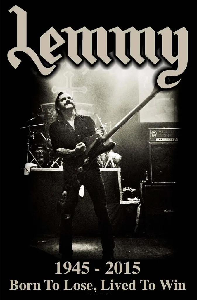 Poster Géant Lemmy Tissu RO6071 Impression Haute Qualité 106x70 cm Noir