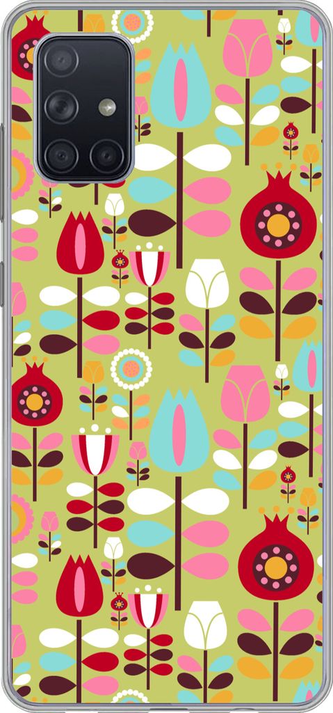 MuchoWow Handyhülle Schutzhülle Hülle für Telefoonhoesje Samsung Galaxy A51 5G Muster - Blumen - Farben Silikon Softcase Handy Hülle - Abbil...