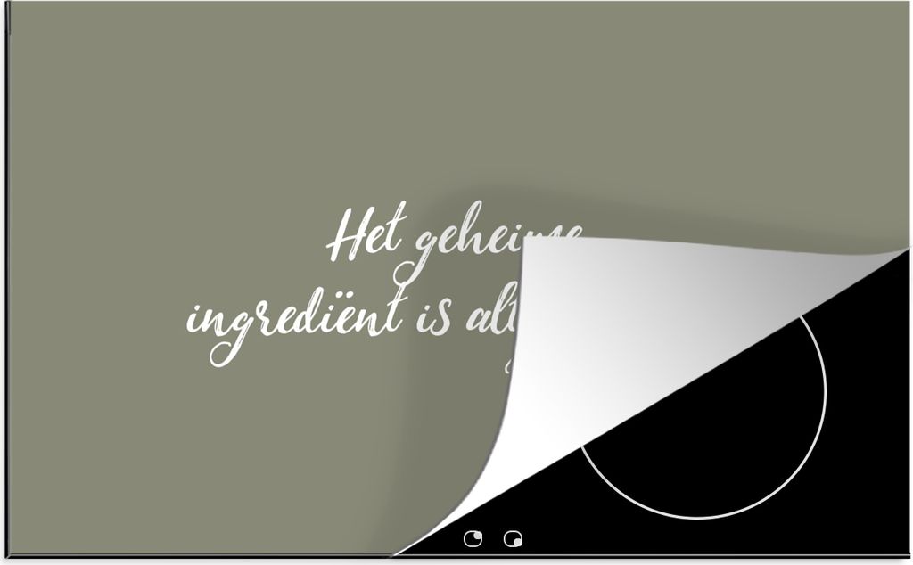 KitchenYeah Herdabdeckplatte Sprichwörter - Liebe - Zitate - Die geheime Zutat ist immer die Liebe! , 78x52cm, Küche Deko, Glaskeramikfeld Herd...