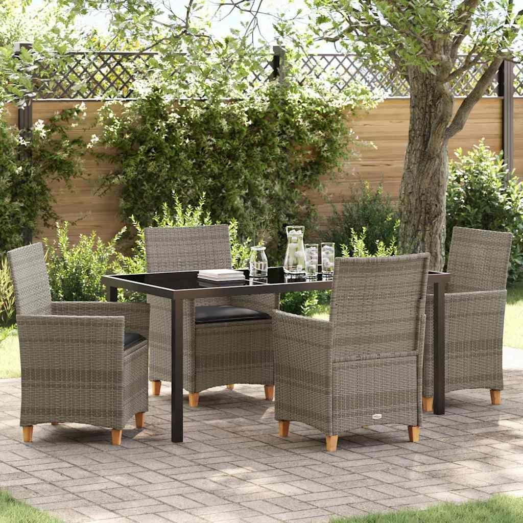 Maison Exclusive - Garten Essgruppe 5 pcs Grau Poly-Rattan