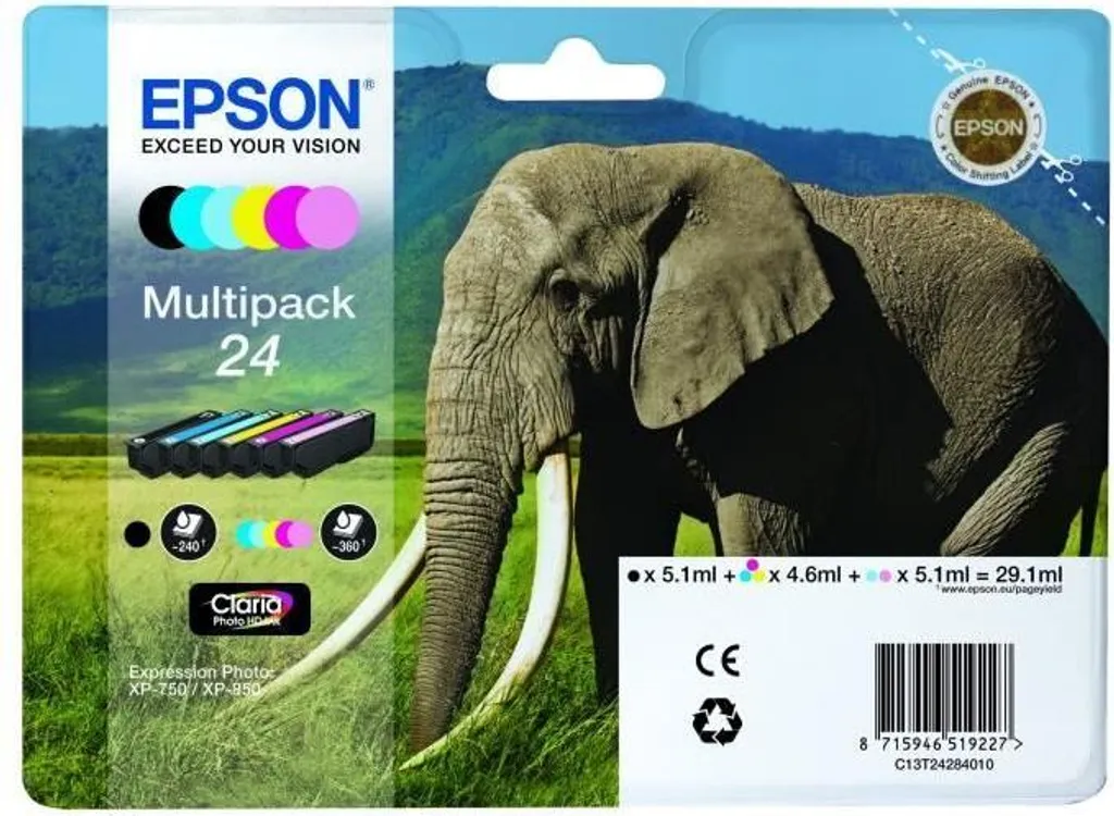 Epson 24 Elefante Multipack 6 Colori - Inchiostro per Foto Famiglia