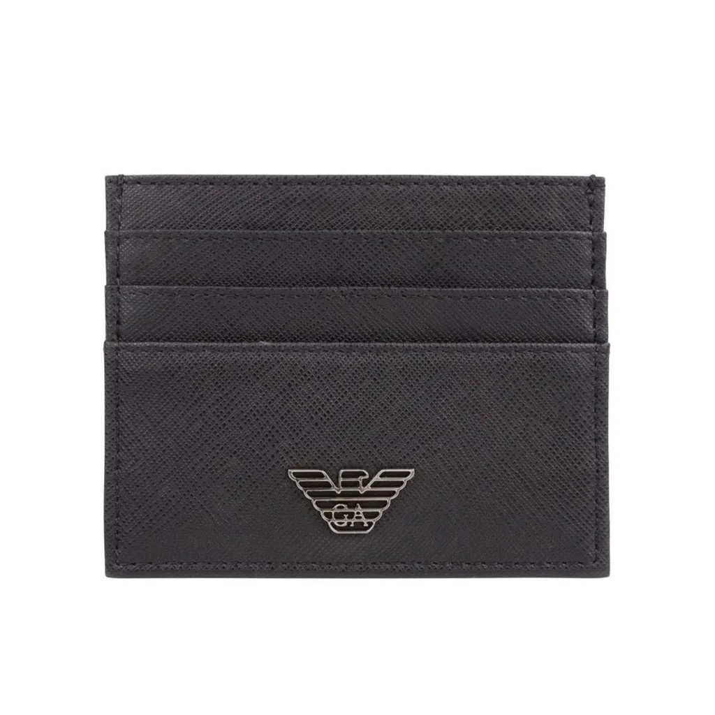 Accessoire homme Armani pour cartes bancaires et visite cuir noir