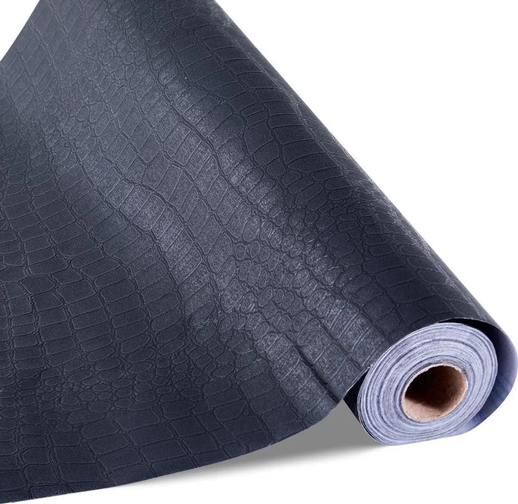 Carta da parati autoadesiva 40 cm x 10 m - Foglio per mobili con texture screpolata - Rotolo decorativo in vinile per ufficio, cucina, camera da letto, bagno - Carta da parati nera - Adesivi per mobili