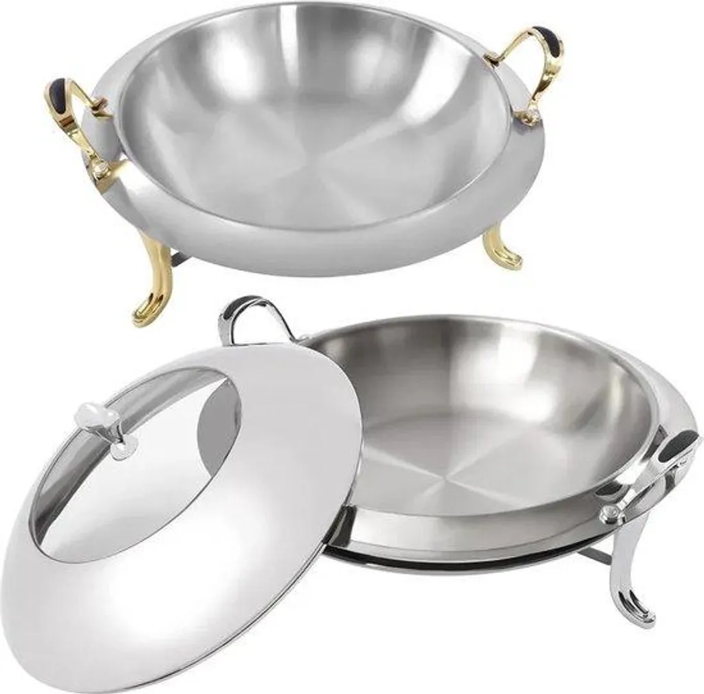 Gran Vida Réchaud de Buffet Doré 3L avec Couvercle et Grille d'Aération
