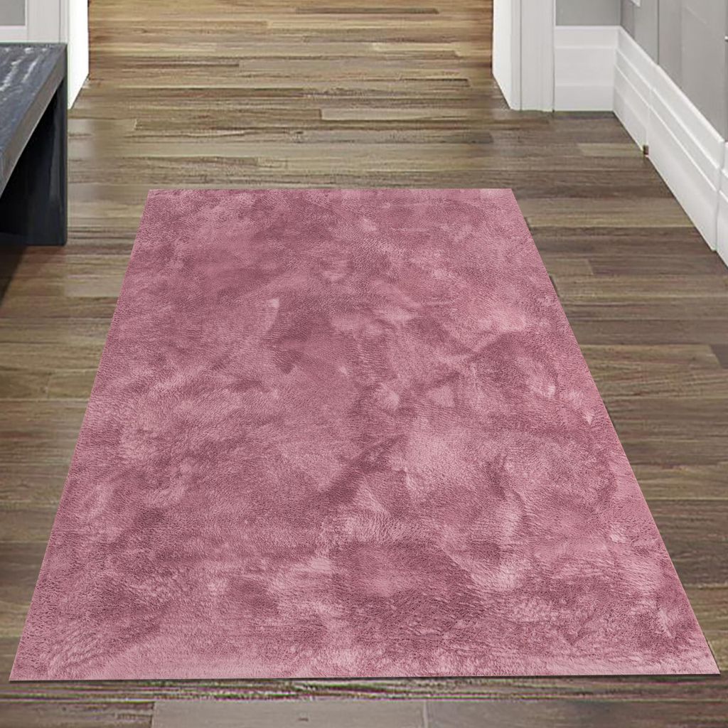 Teppich berry-farben samtig weich Hasenfell-Optik mit sanftem Glanz Größe - 80 x 150 cm