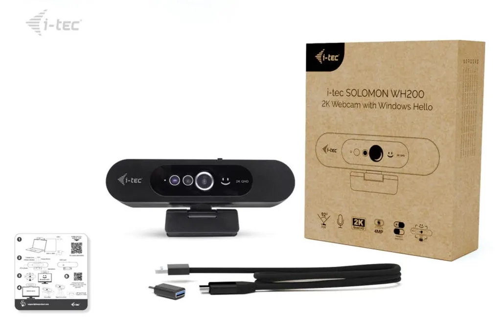 Webcam tec SOLOMON WH200 2K Windows Hello avec micro et capteur 4 MP - 10