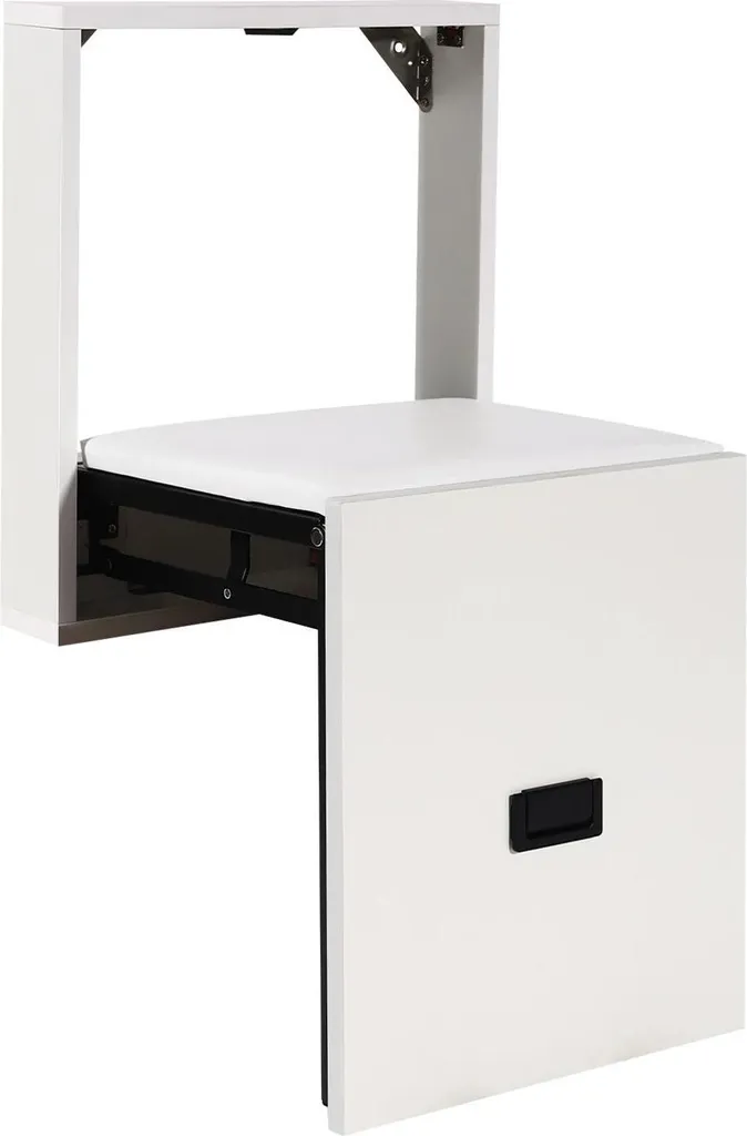 Tabouret pliant mural Blanc pur - Assise rembourrée charge 150 kg