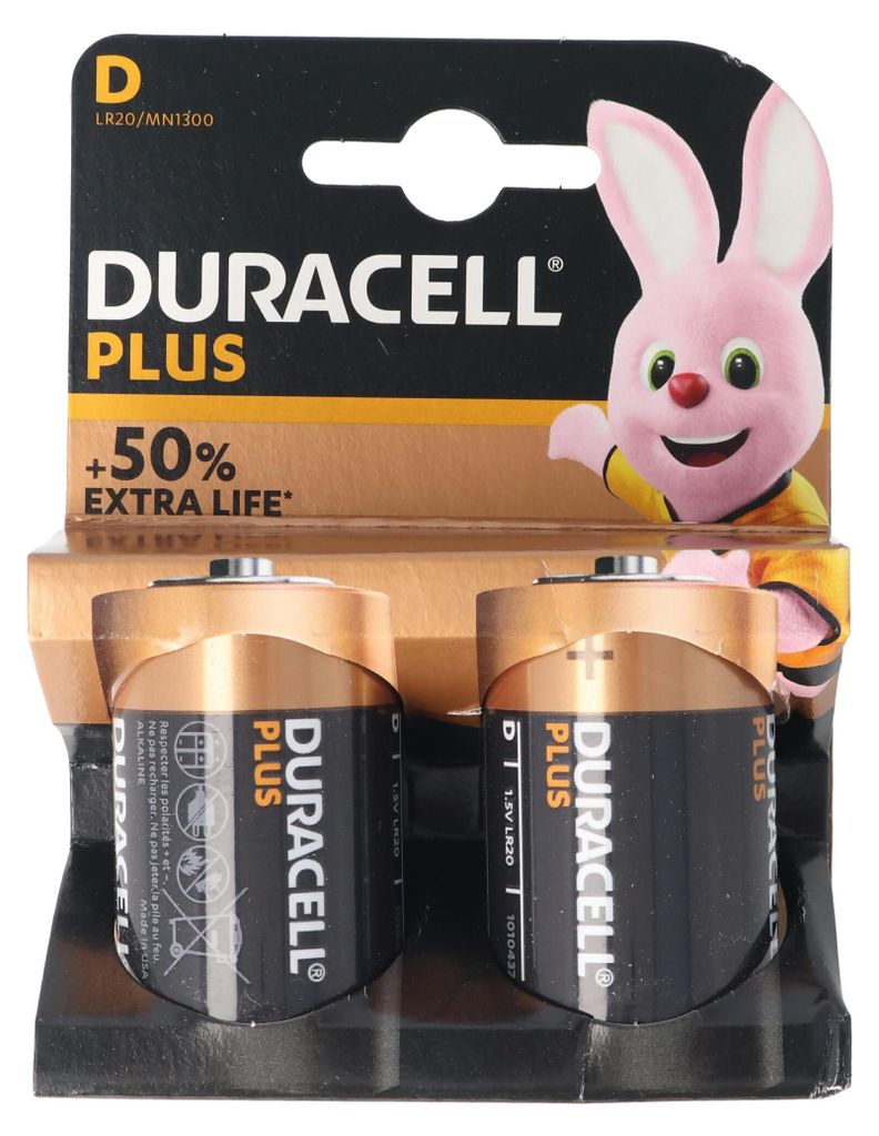 Duracell Plus, Einwegbatterie, D, Alkali, 2 Stück(e), Produktbild 